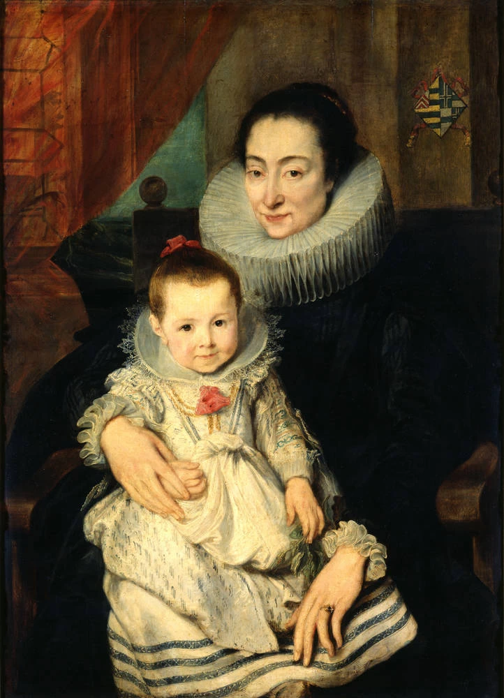 Ritratto di Maria Clarisse, moglie di Jan van den Wouwer, con il suo bambino - Gemäldegalerie Alte Meister, Dresden